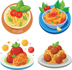 Set of cartoon fast food flat style isolated on a white background
