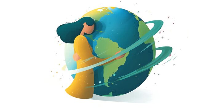 Woman Embracing Earth: A Sustainable Future Illustration