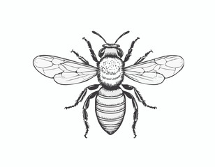bee sitting hand drawn sketch insects vector illustration