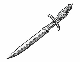 Vintage dagger sketch hand drawn Vector illustration.