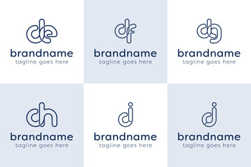 Letters DE DF DG DH DI DJ Monogram Line Logo, for ED FD GD HD ID JD initials