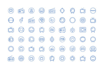 Vector art of collection of television and radio icons