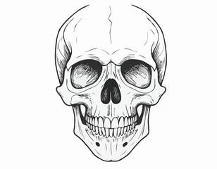 Human skull in colors sketch hand drawn in doodle style Vector illustration.