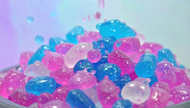 Pink and Blue Iridescent Jelly Beads with Playful Gradient