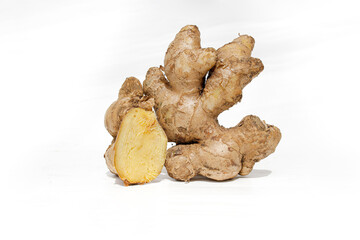 fresh ginger on a white background