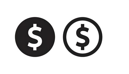 Obraz premium Two black and white dollar signs on circles