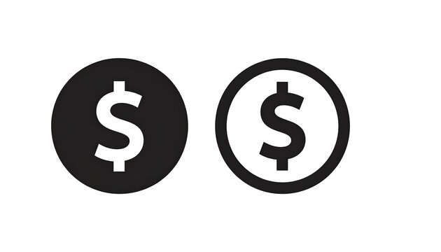 Two black and white dollar signs on circles