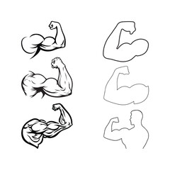 Black white silhouette flexed arm biceps