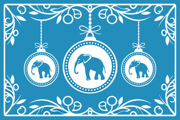 card with elephannt  balls vector