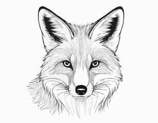 Beautiful fox sketch hand drawn Vector illustration Wild animals
