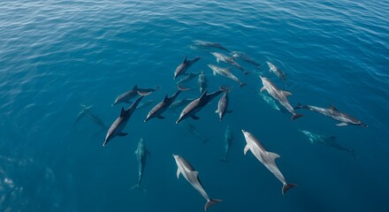Dolphin group underwater view