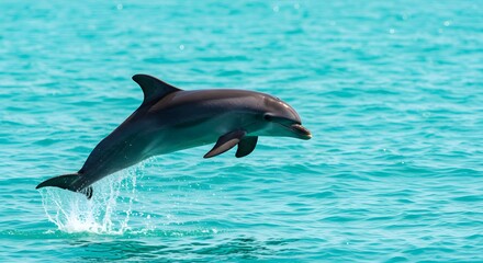 Fototapeta premium Dolphin leaping in ocean