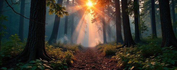Controlled forestry burn in a lush woodland, smoke rising gently amongst the trees The fire is carefully managed to clear underbrush and promote healthy regrowth , trees, embers