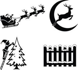 Set of winter and christmas silhouettes. Christmas collection. Christmas Vector Icon Set art.