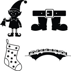 Set of winter and christmas silhouettes. Christmas collection. Christmas Vector Icon Set art.