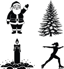 Set of winter and christmas silhouettes. Christmas collection. Christmas Vector Icon Set art.