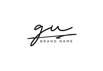 GU letter elegant cursive beauty handwriting logo.