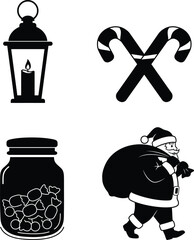 Set of winter and christmas silhouettes. Christmas collection. Christmas Vector Icon Set art.