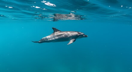 Dolphin underwater profile view