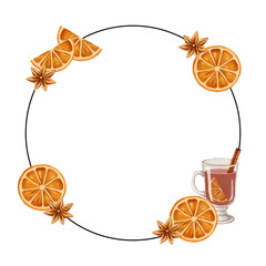 Decorative Christmas frame with watercolor items. Christmas themed decoration. Mulled wine