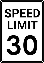 Speed Limit 30 mph Traffic Sign, Speed Limit 30 miles per hour Road Sign