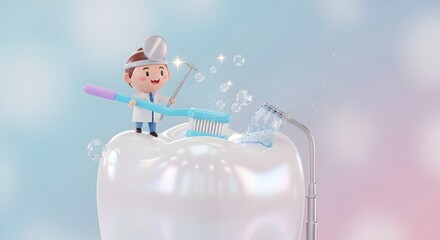 Tooth Doctor and Hygiene with Bubbles