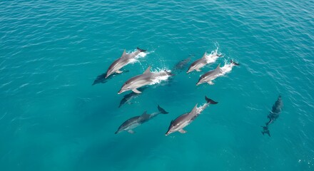 Obraz premium Dolphins playing in ocean