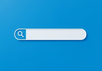 Obraz premium Search Bar Icon on Blue Background Internet Search and Website Navigation Element Clean Modern Design