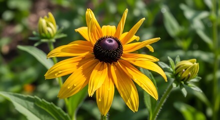 Vibrant Yellow Black Eyed Susan Flower.