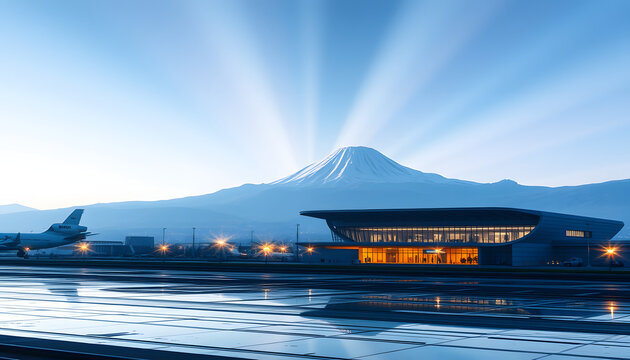 Yerevan, Zvartnots airport, and Mount Ararat, color sketch. White tone