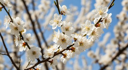 White Plum Blossoms Blooming in Spring.