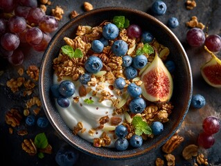 Yogurt with fig and berries