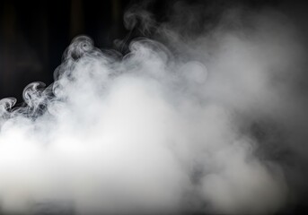 White smoke cloud on black background