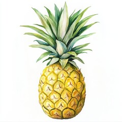 Obraz premium Watercolor illustration of pineapple on white background