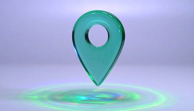 Floating Emerald Glass Map Pin Icon