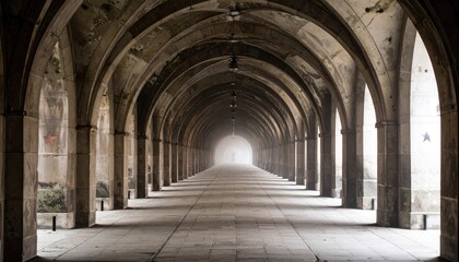 Obraz premium Mysterious Stone Tunnel with Fog and Haze