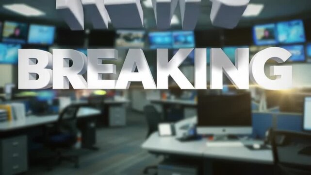Emergency News Graphic: Dynamic Headline and Animated Newsroom Background