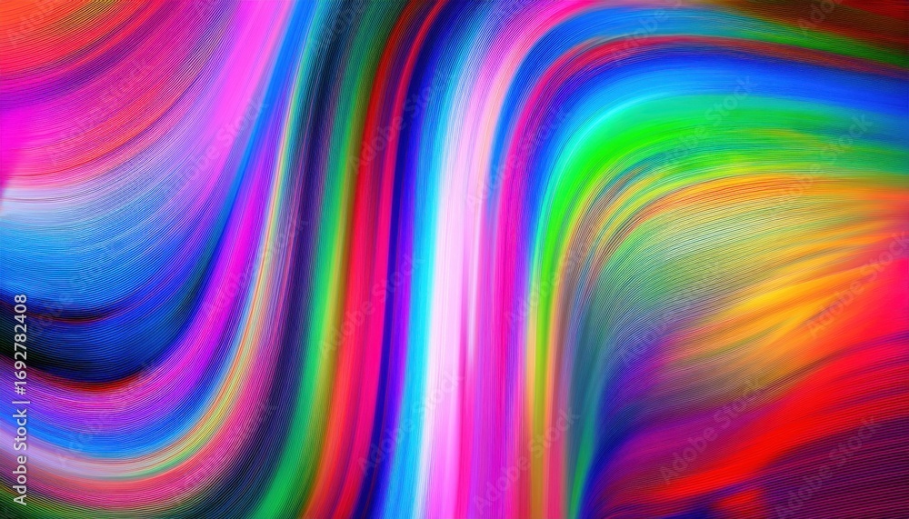 Aufkleber vibrant multicolor abstract wave pattern with neon hues and textured motion blur creating fluid ener