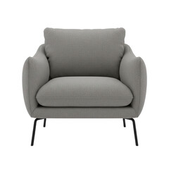 Modern grey armchair with black metal legs