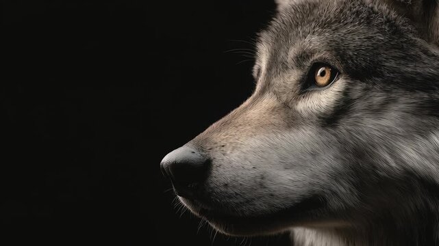Majestic Wolf Portrait in Cinematic Wildlife Hyperrealism Lighting