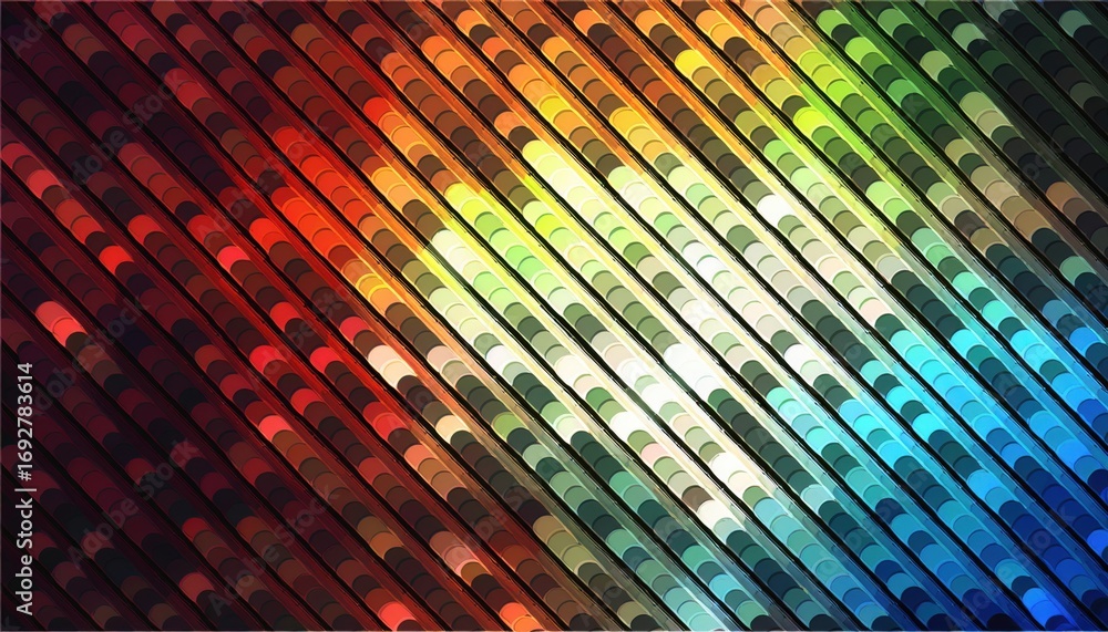 Aufkleber colorful abstract light grid with glowing circular pattern in rainbow hues creating vibrant futurist