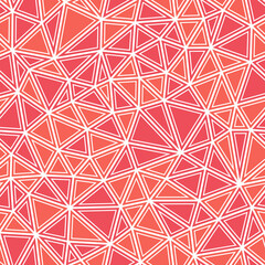 Geometric pattern. Compact triangles size. Solid shapes in frames. Multiple colors style. Repeatable pattern. Beautiful vector tiles. Crimson Blaze. Seamless vector illustration.