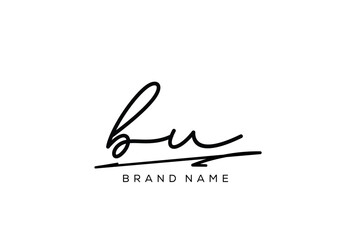 BU letter elegant cursive beauty handwriting logo.