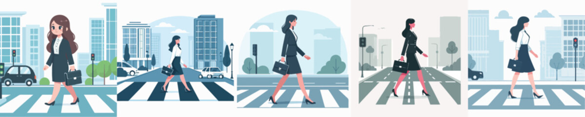 Obraz premium vector character of female secretary crossing the street