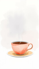 Fototapeta premium Watercolor image of a cup of tea or coffee on a light background.