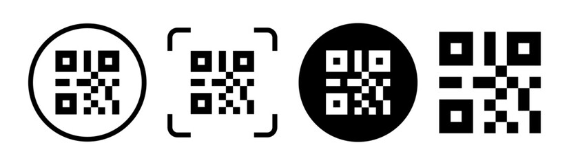 Qr code vector collection black color isolated on background for mobile payment and identity, city transport rental, UI UX design element, web pictogram, mobile app, promo tag 10 eps