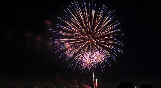 Colorful fireworks explosion night sky - Powered by Adobe