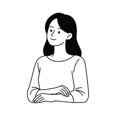 Clean modern outline sketch of a young female character with natural confident expression