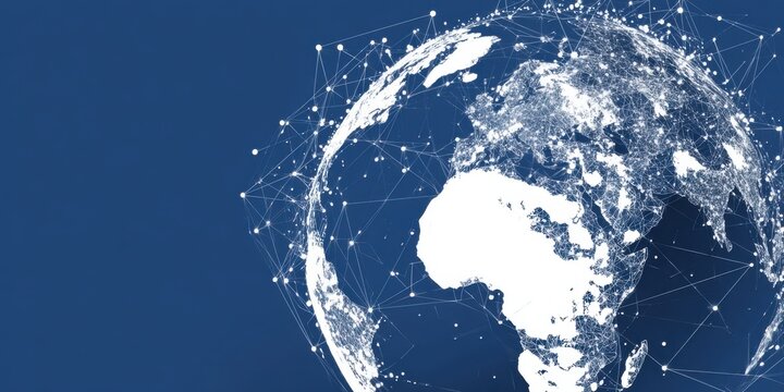 Global network sphere. A detailed representation of world connections - Powered by Adobe
