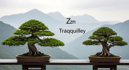 Zen Tranquility - Bonsai Trees in Mountain Vista.